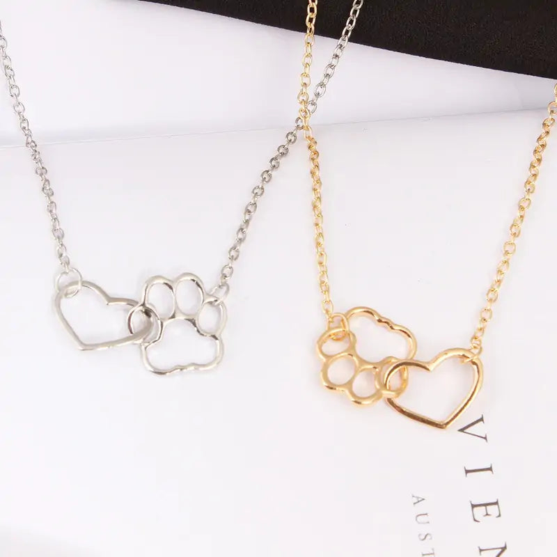 Pet Paw Love Heart Women's Necklace