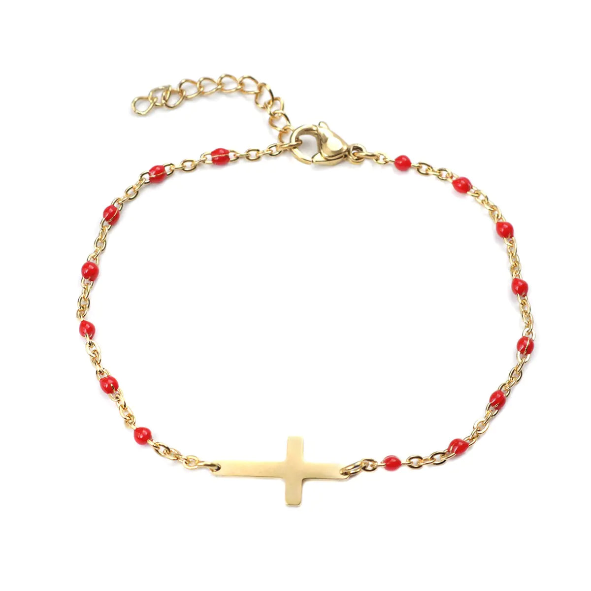 Golden Enamel Cross Bracelet