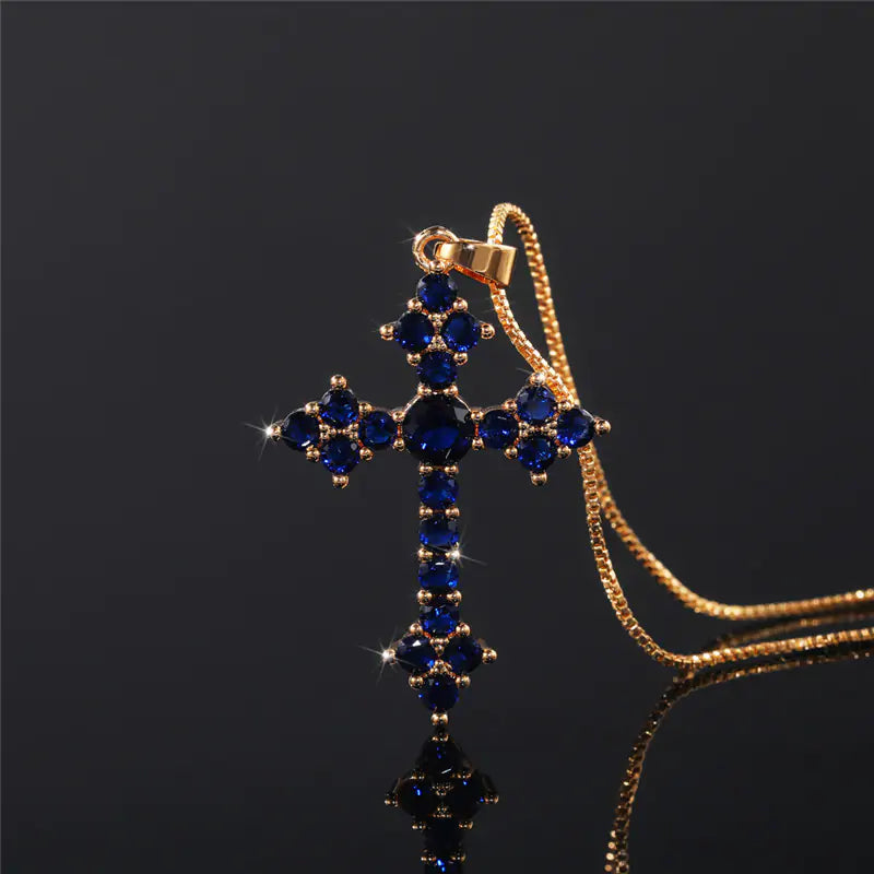 Baroque Cross Zirconia Necklace