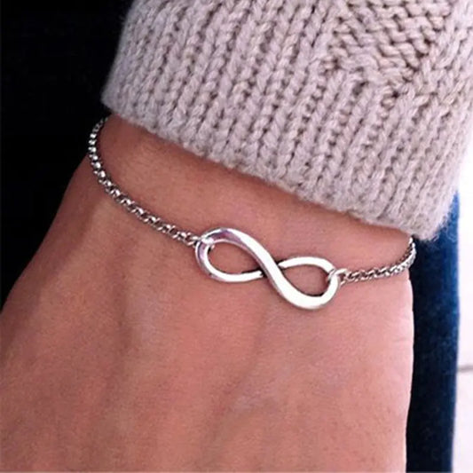 Infinity Symbol 8 Silver Men's Bracelet