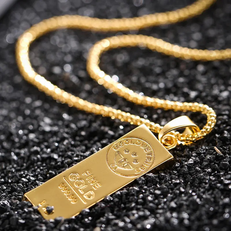 Gold Color Bar Men's Necklace