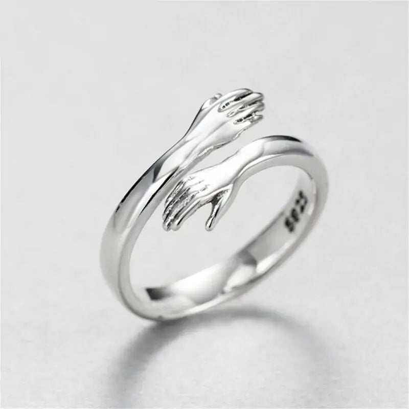 Silver Love Hug Ring for Men Women