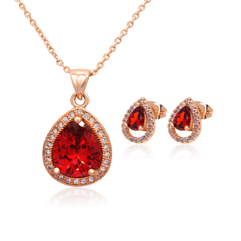 Colorful Zirconia Necklace Earrings Set